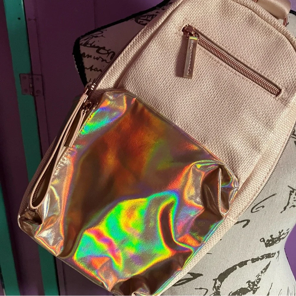 Stylish Holographic and Cream Women's Bag